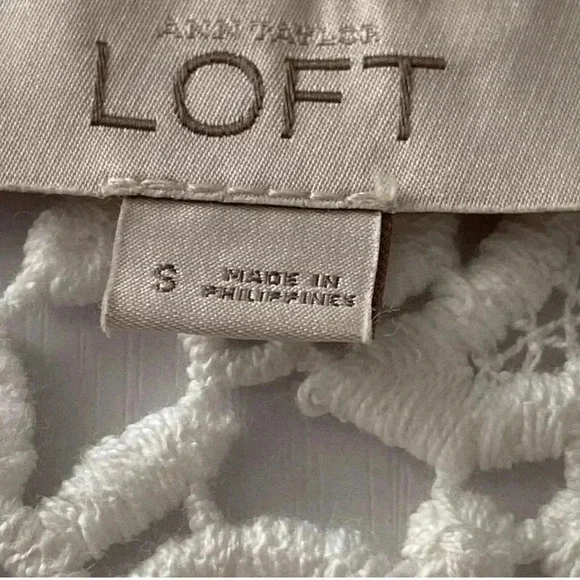 NWOT Ann Taylor LOFT  Women’s White Crochet Lace Sleeveless Top Cotton Blouse - Picture 7 of 11